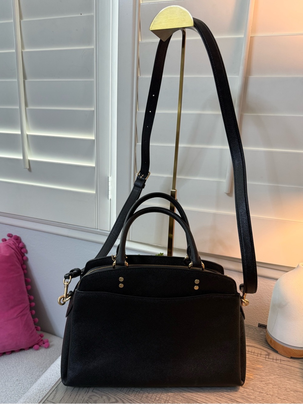✨ Coach Lillie Carryall in Black Crossgrain Leather (Style #91493) ✨ - Picture 7 of 11